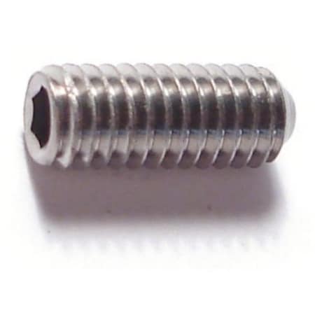 Midwest Fastener 4mm-0.70 x 10mm A2 Stainless Steel Coarse Thread Cup Point Hex Socket Headless Set Screws 8PK 79664